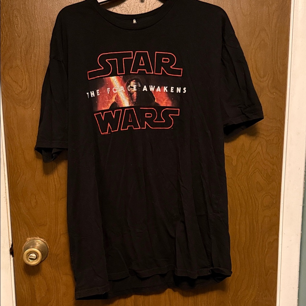 Star Wars Black T‑Shirt with Red Logo and Orange Graphic Size 2XL